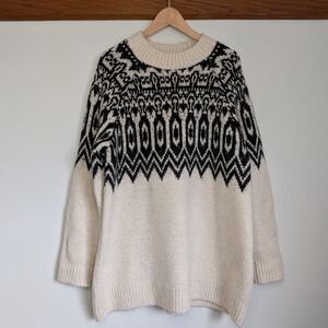 CONTEMPORAINE Par Simons Wool Blend Knit Sweater Womens Large Fair Isle Nordic